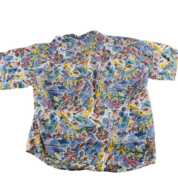 Vintage Bugle Boy Company Hawaiian Shirt XXL 100% Cotton Floral Beach Print - Picture 5 of 5